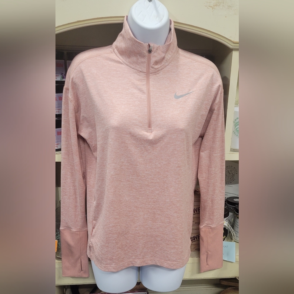 Nike Women's Light Pink Quarter-Zip Dry-Fit Sweatshirt